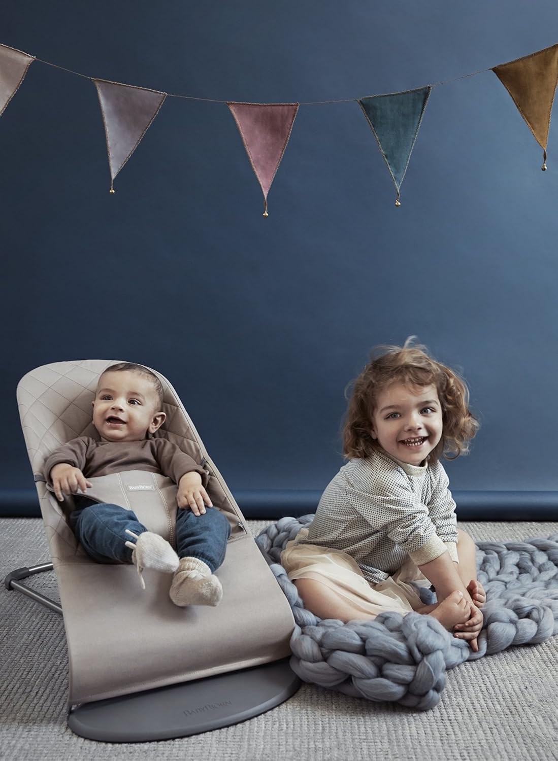 Asiento de Tela BabyBjörn para Mecedora Balance Soft / Bliss – Algodón Gris Arena