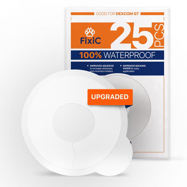 FixiC G7 Over Patches 25 Unidades – Parches Adhesivos Impermeables para Dexcom G7 y Stelo