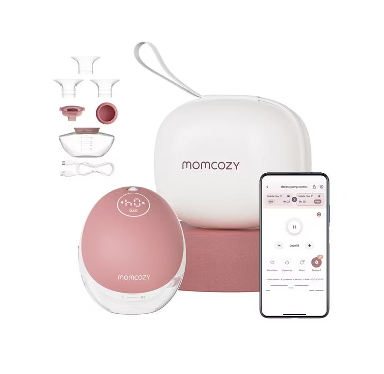 Momcozy Extractor de Leche Eléctrico Portátil Mobile Flow|M9, 1 Paquete, Rojo