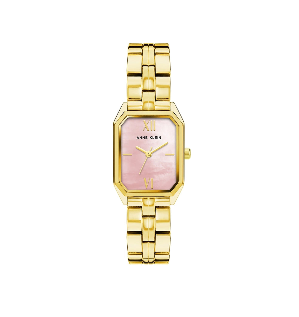 Reloj Anne Klein Octagonal Shaped Metal Bracelet Watch | Mujer | Dorado con Esfera Nácar Rosa