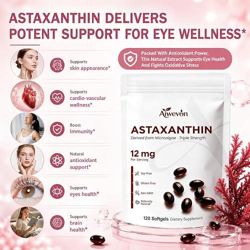 Astaxantina Aiwevon 12 mg – 120 Cápsulas Blandas con Aceite MCT