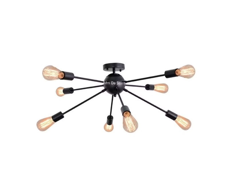 Salón satélite bola lámpara nordic led plafón 8 Ampolletas - Negra