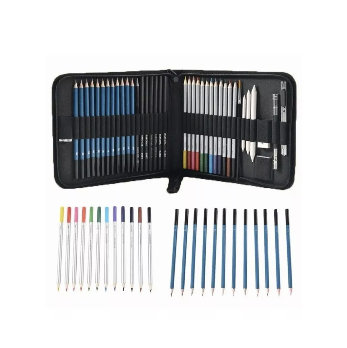 Kit Dibujo 41 Piezas Profesional Estuche Lápices
