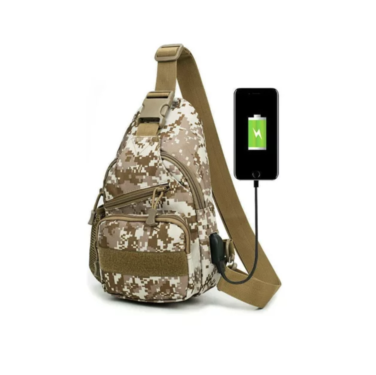 Bolso Banano Táctico Cruzado Bandolero Militar Carga Usb