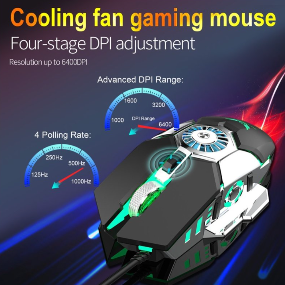 Mouse Gamer Zerodate G22 6 Keys Ventilada RGB iluminados