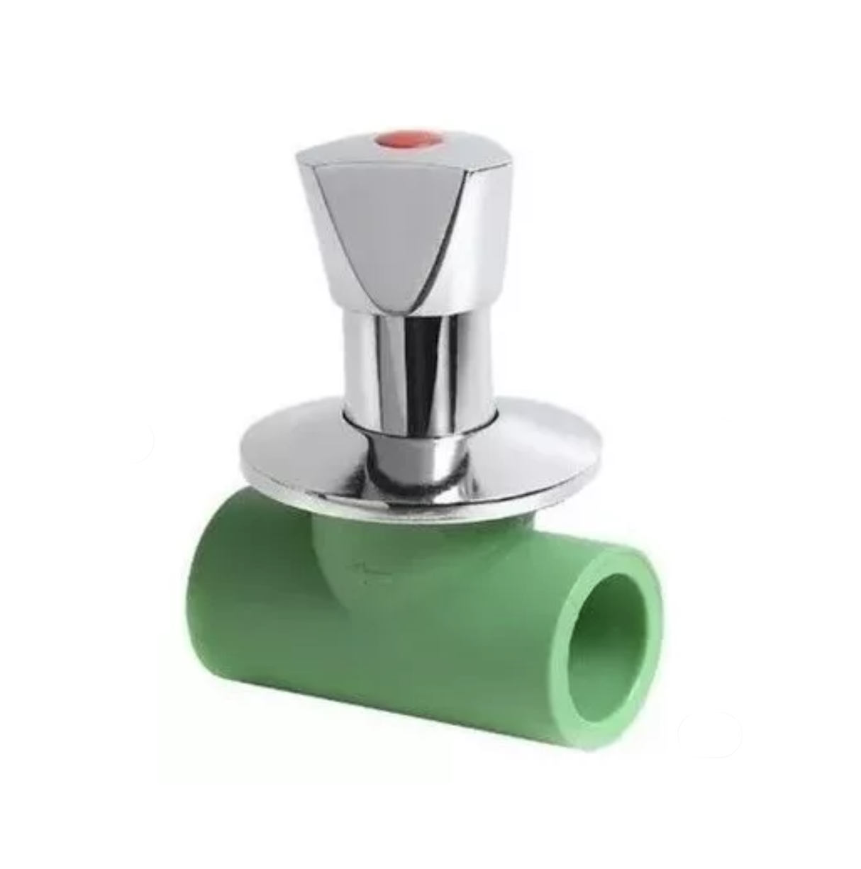 Llave Paso 20mm Ppr Verde Campana Cromada Triangular