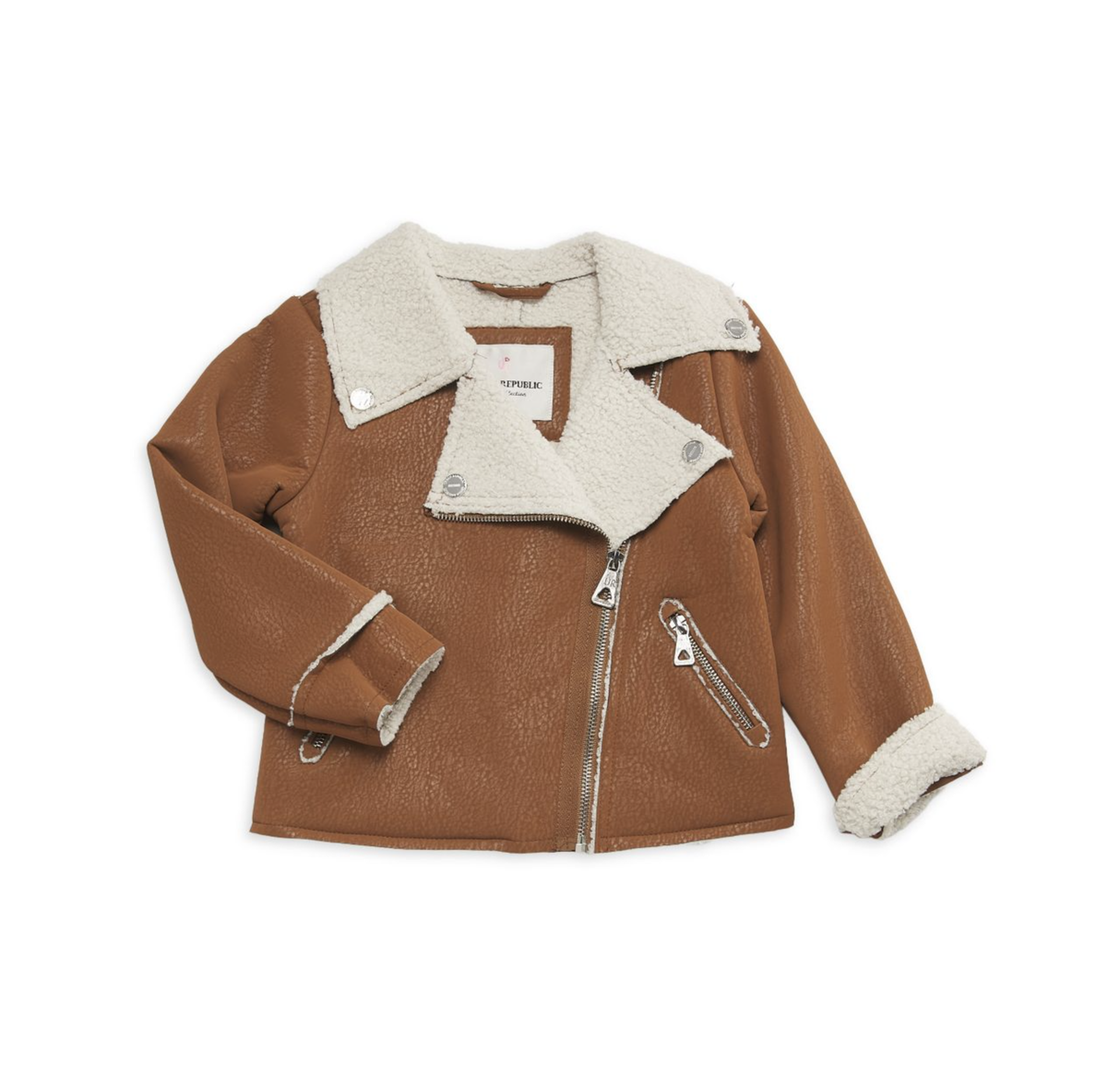 Chaqueta de motociclista con ribete de piel sintética para niña