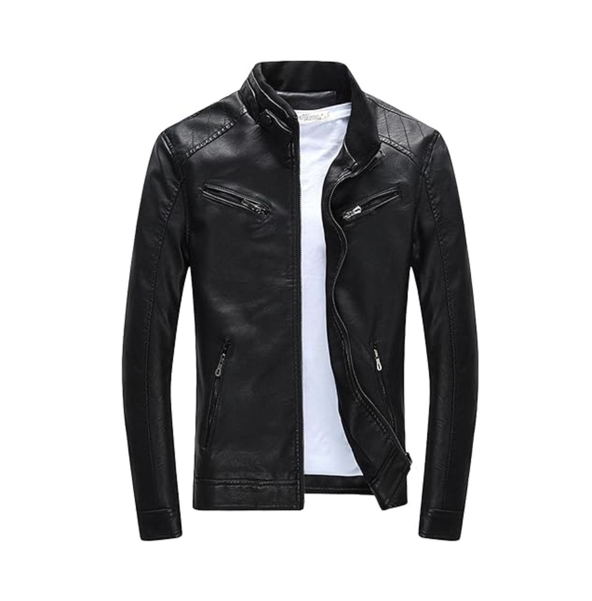 Chaqueta de motociclista de Ecocuero para hombre cuello alto