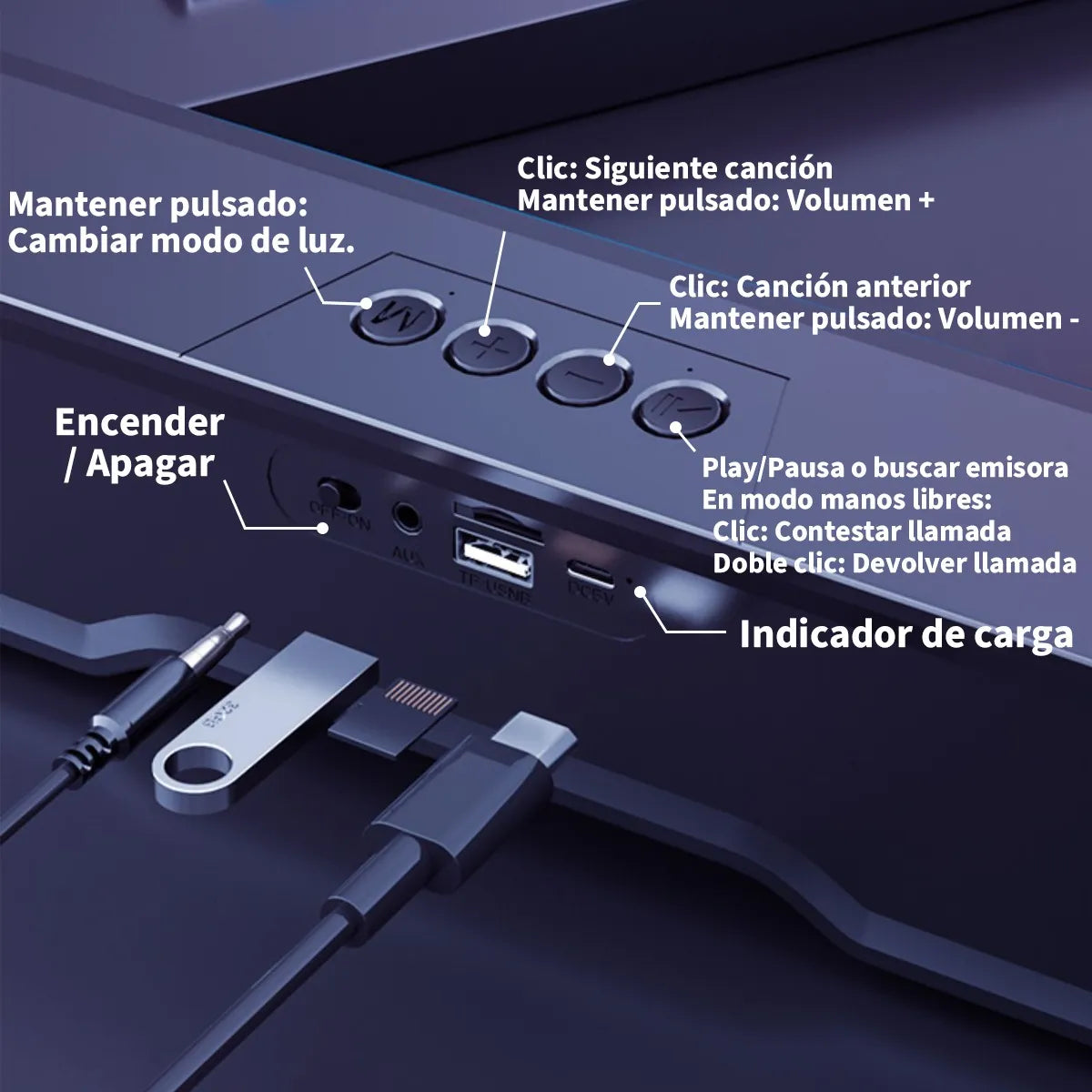 Subwoofer Bluetooth Multimedia Portátil Rgb Estéreo