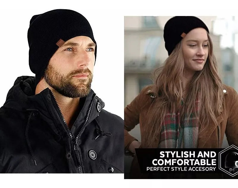 Gorro En Tela Texturada Con Forro Interno De Polar Negro