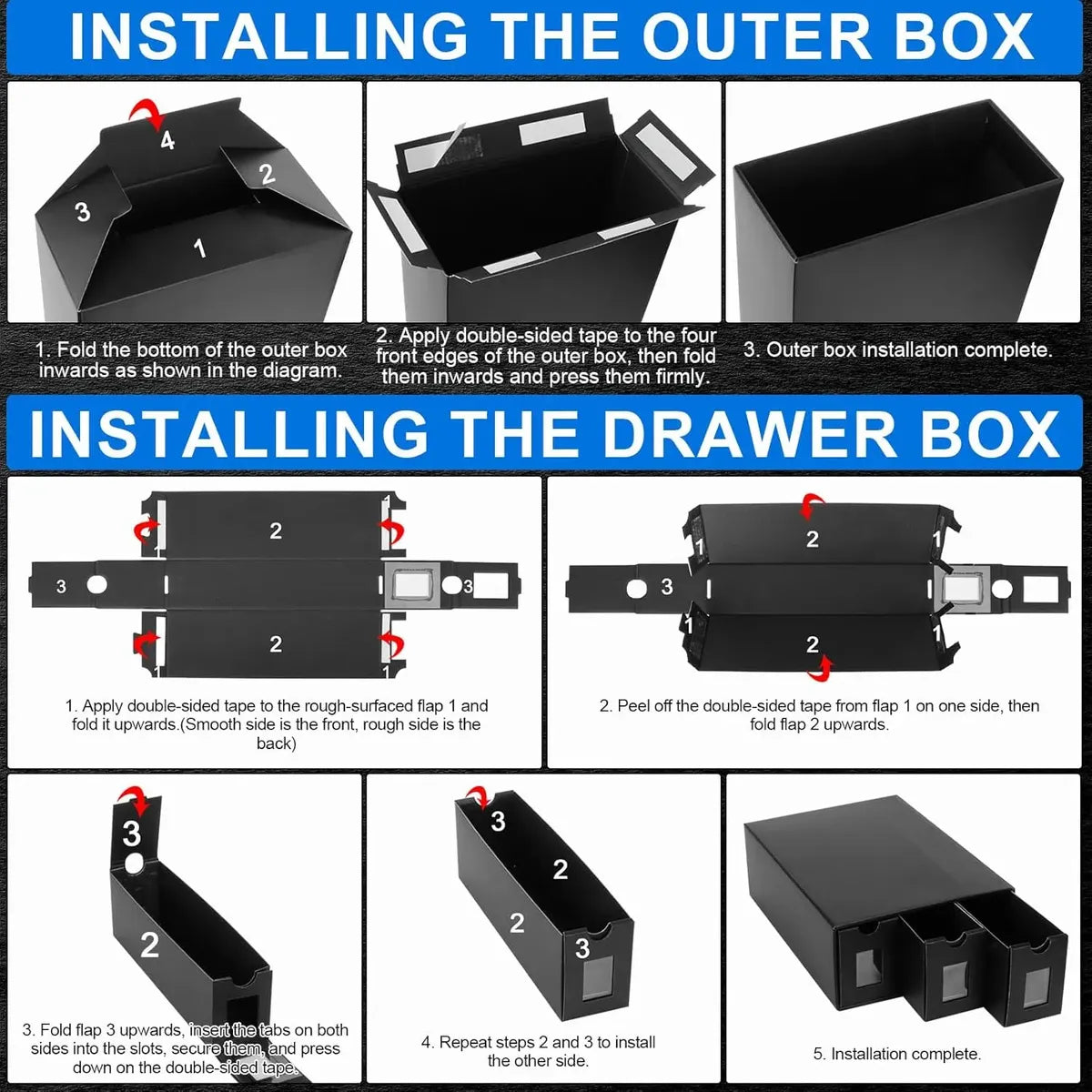 Caja Organizadora para Cartas Coleccionables con 48 Separadores – 12 Cajones Negros