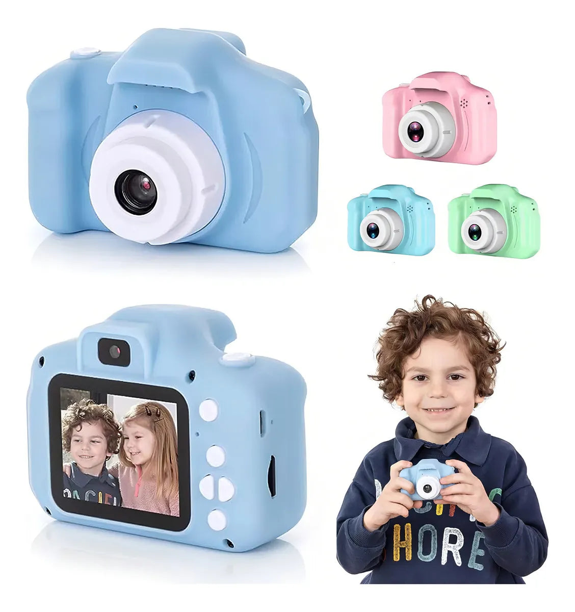 Mini Camara Fotos Digital Infantil Recargable Filma Juegos Color Celeste