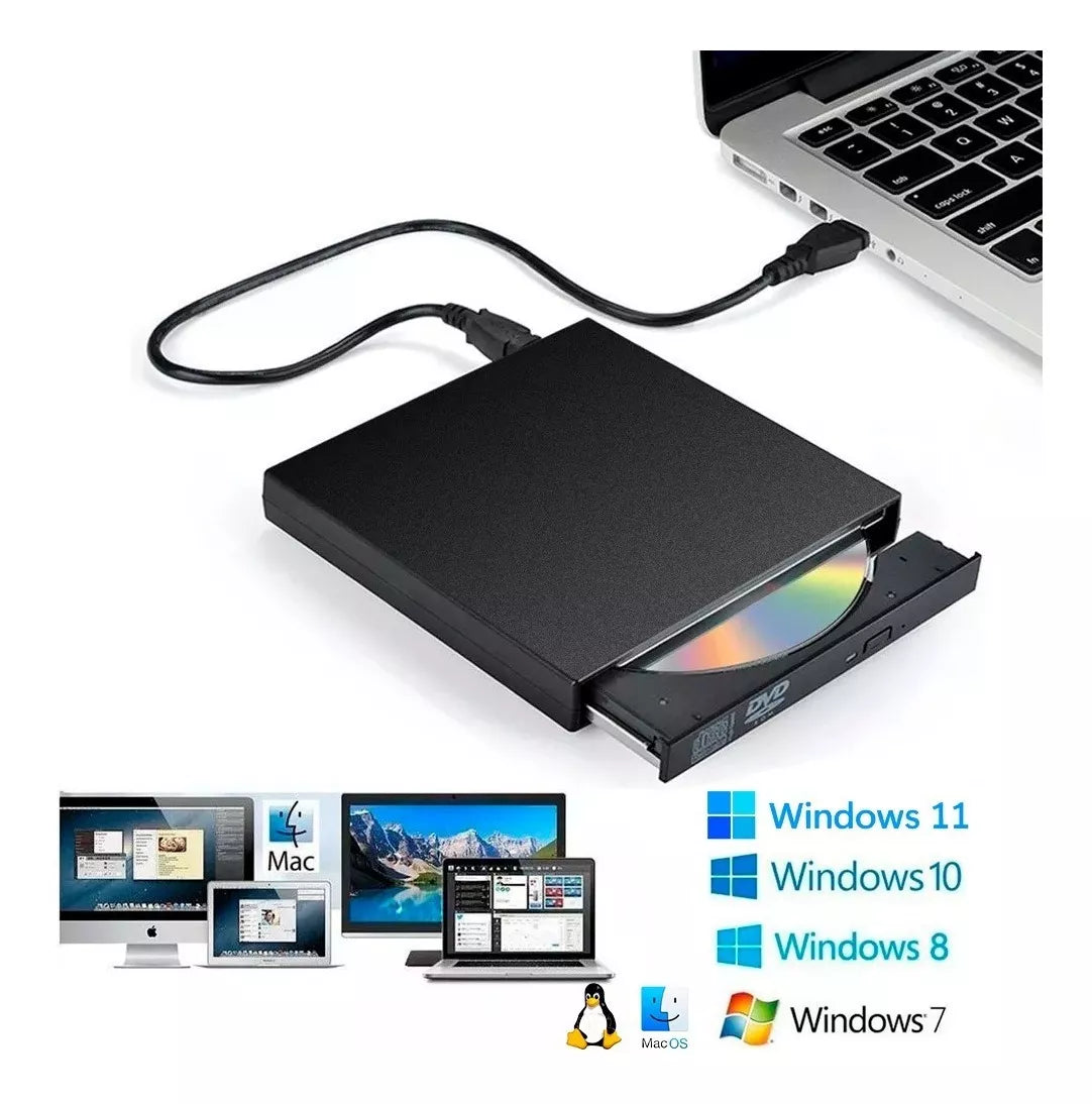 Grabador Dvd Y Cd Lector Externo Usb 2.0 Windows Y Mac