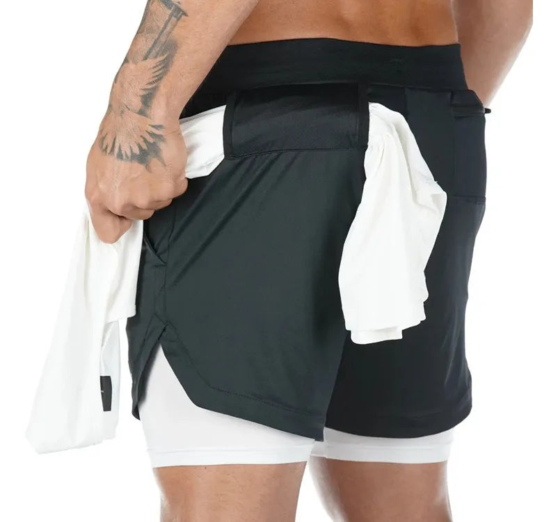 Short Gimnasio Con Licra Deportiva 2 En 1 Hombre Correr