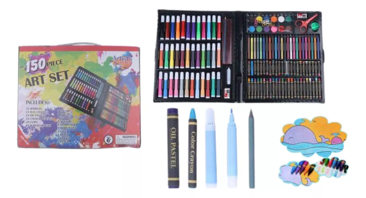 Set 150 Piezas Arte Dibujo Pintura Colorear Creativo Niños