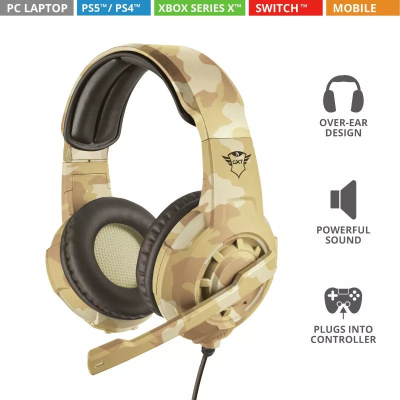 Auriculares Gamer Trust Gxt Radius Gxt 310 Desert Camo