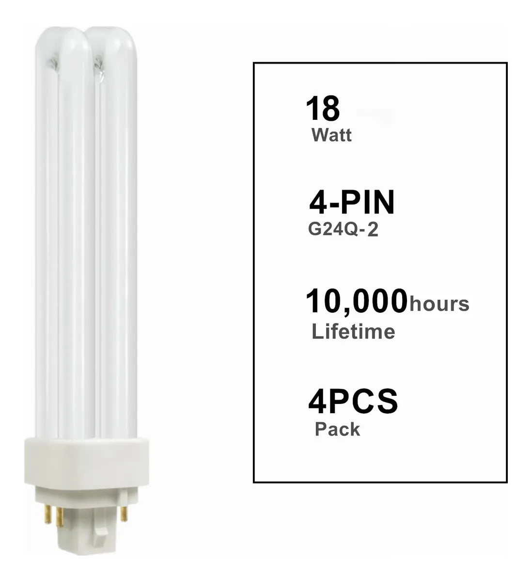 Bombilla Fluorescente Compacta Satzol Plc-18w 2700k De 4 Pin