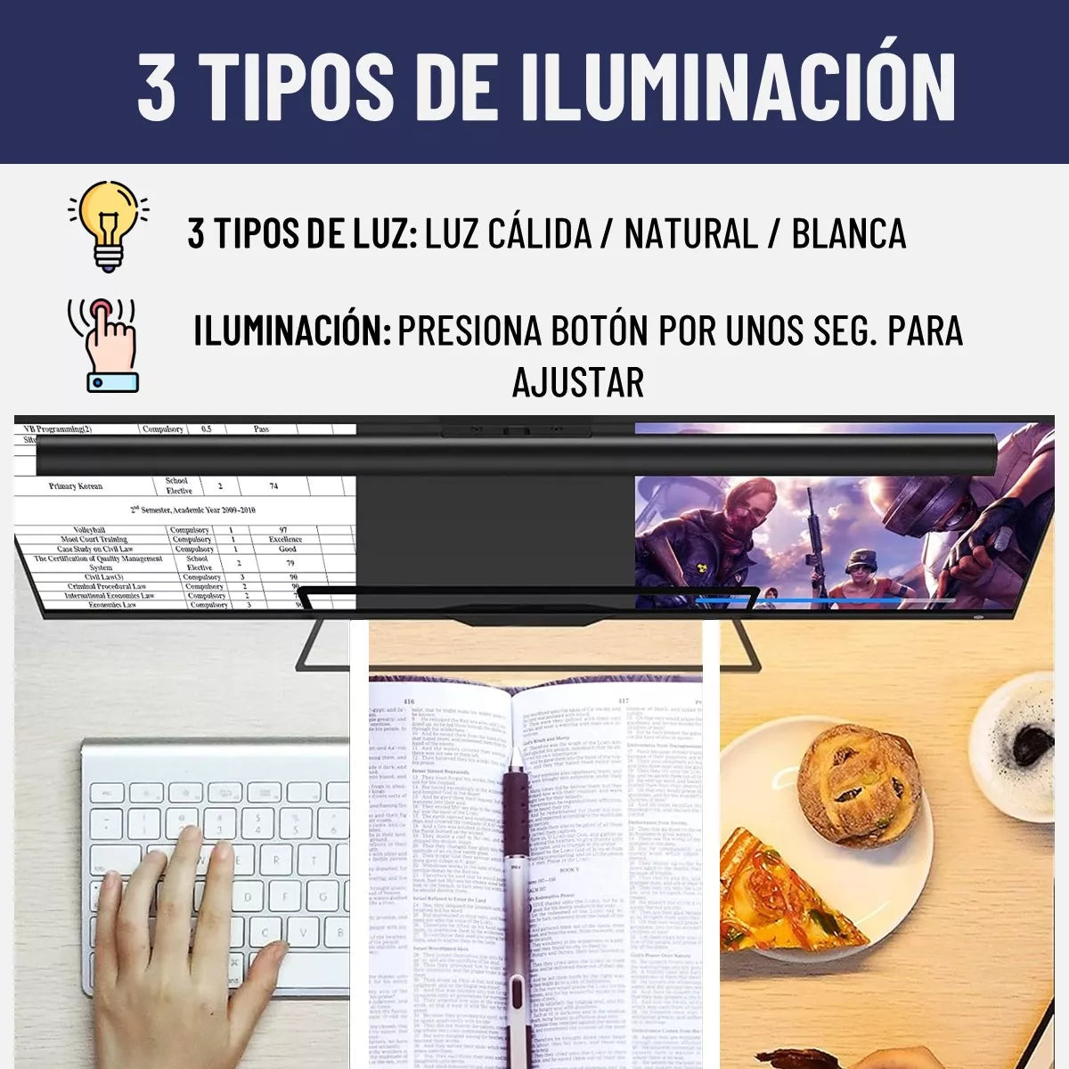 Barra De Luz Led Monitor Maxwell Lampara Escritorio Notebook