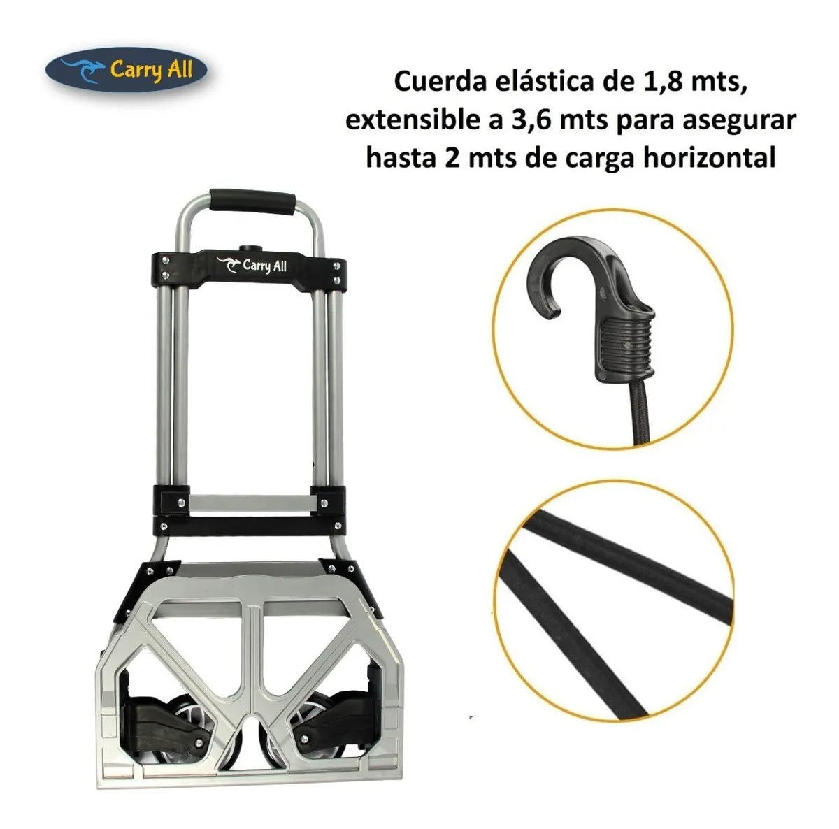 Carro de Carga Tipo Yegua Carry All® Equus 80 Kilos Rodamientos y Cuerda Elástica