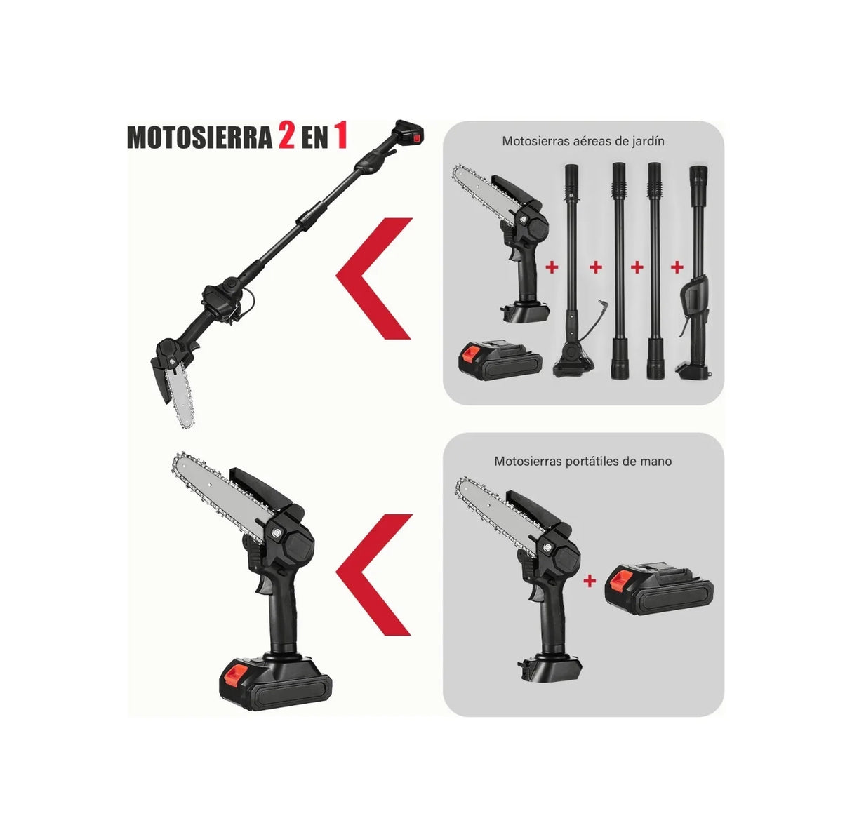 Minisierra Pértiga Ajustable 2 En 1 / 2,25 M + 2 Baterías