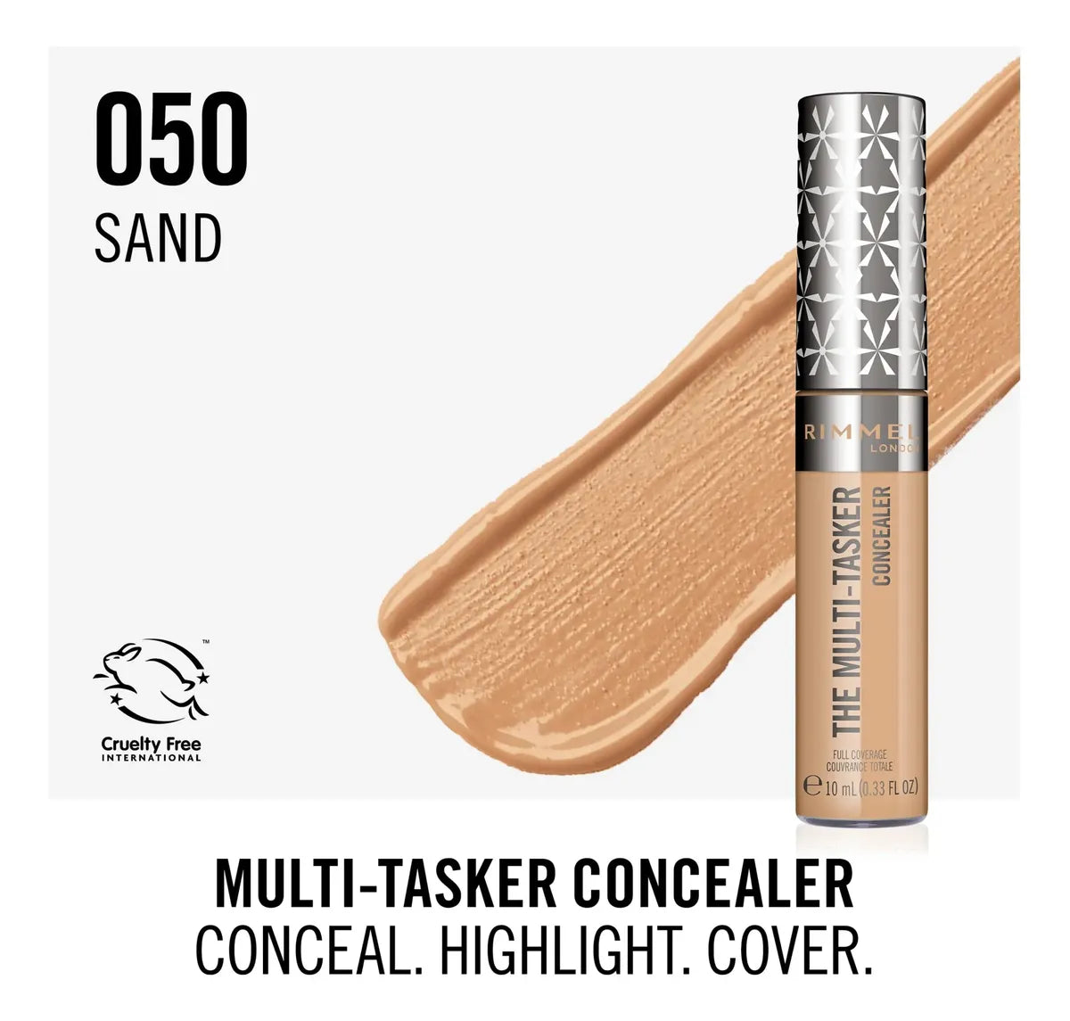 Corrector Rimmel London Multi-Tasker 050 Sand | 10 ml | Vegano | Cobertura Total 24H