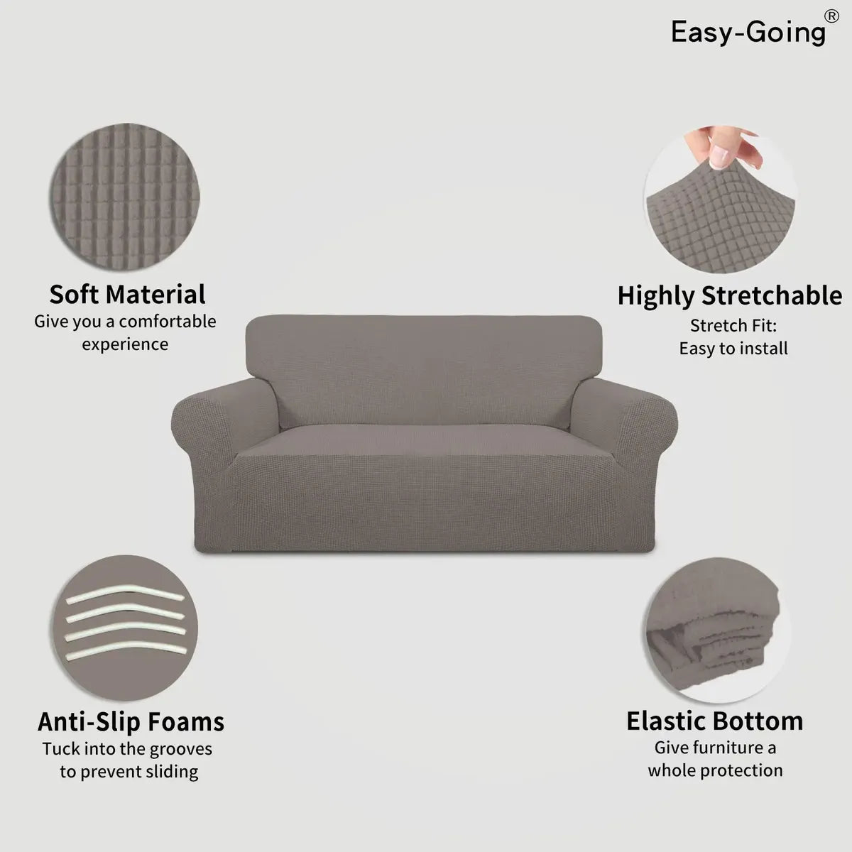 Funda Elástica Easy-Going para Sofá de 2 Cuerpos Grande (Oversized Loveseat) | 1 Pieza | Jacquard Stretch
