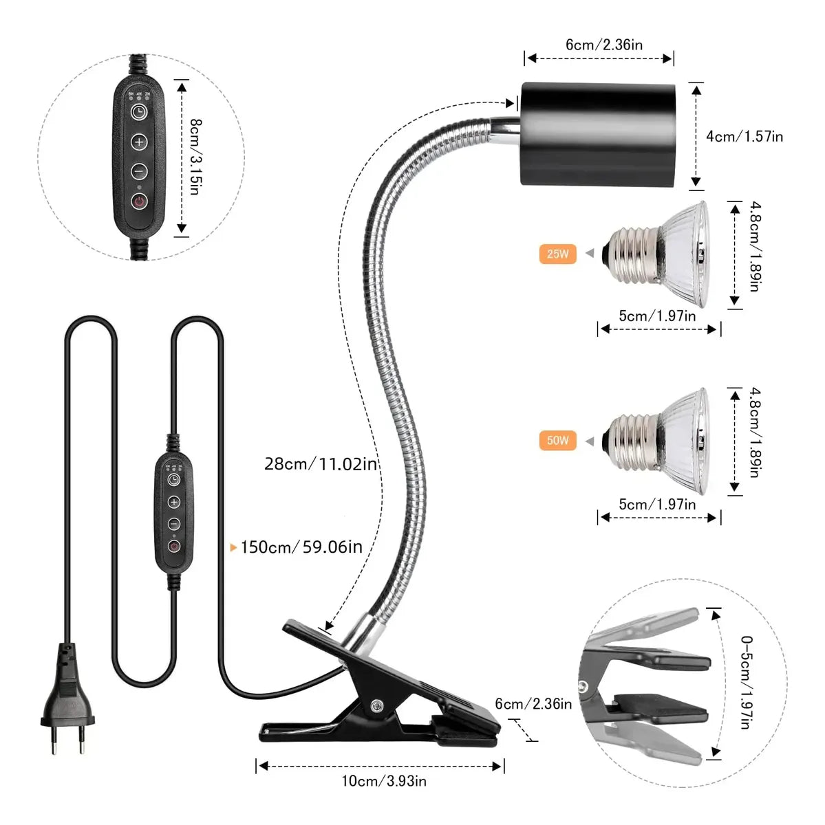 Lámparas De Calor Para Tortuga Reptiles 2 Bombillas Uva+uvb
