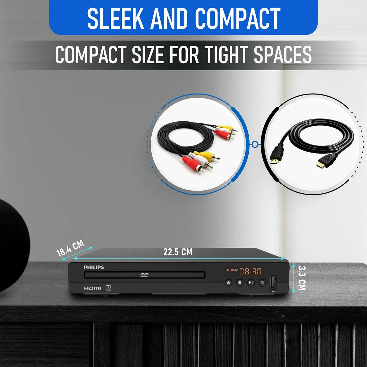 Reproductor DVD Philips 1080p HDMI Multi-Región con USB y Control Remoto 120V