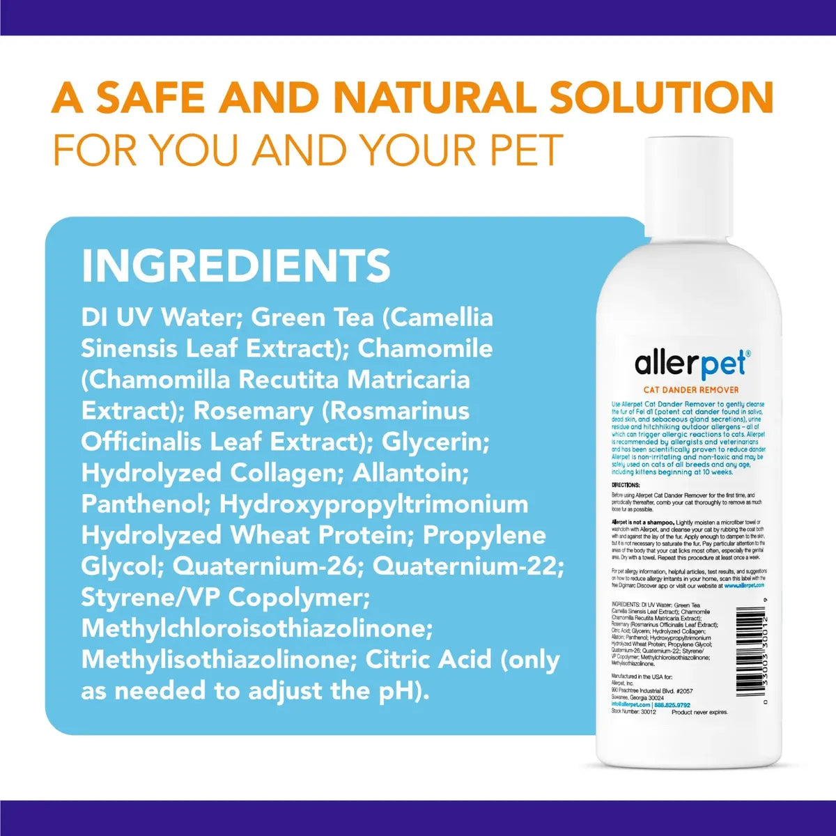 Eliminador De Caspa De Gato Allerpet, Sin Aloe Vera, 355 Ml