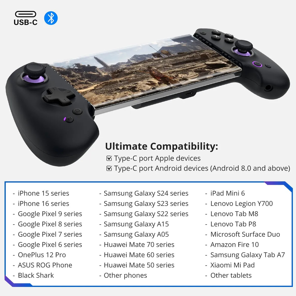 S9 Full-size Gaming Phone Controller Para iPhone 15/16