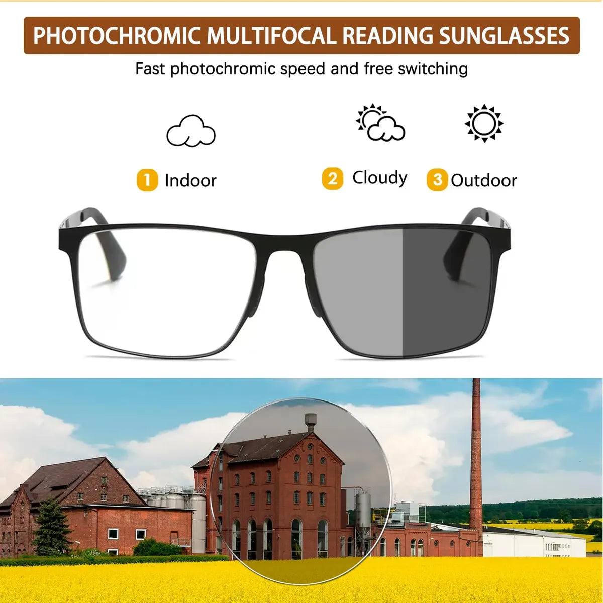 Gafas de Lectura Multifocales Fotocromáticas +2.00 UXAOSVME