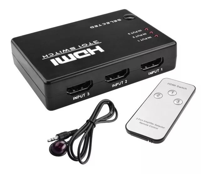 Spliter Switch Hdmi 3x1 1080p 3 Entradas Remoto Full Hd