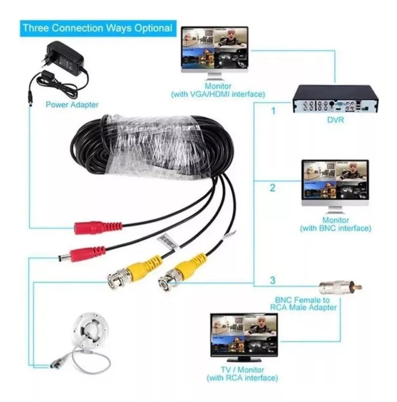 Cable Bnc Cctv Para Camara Seguridad 15m