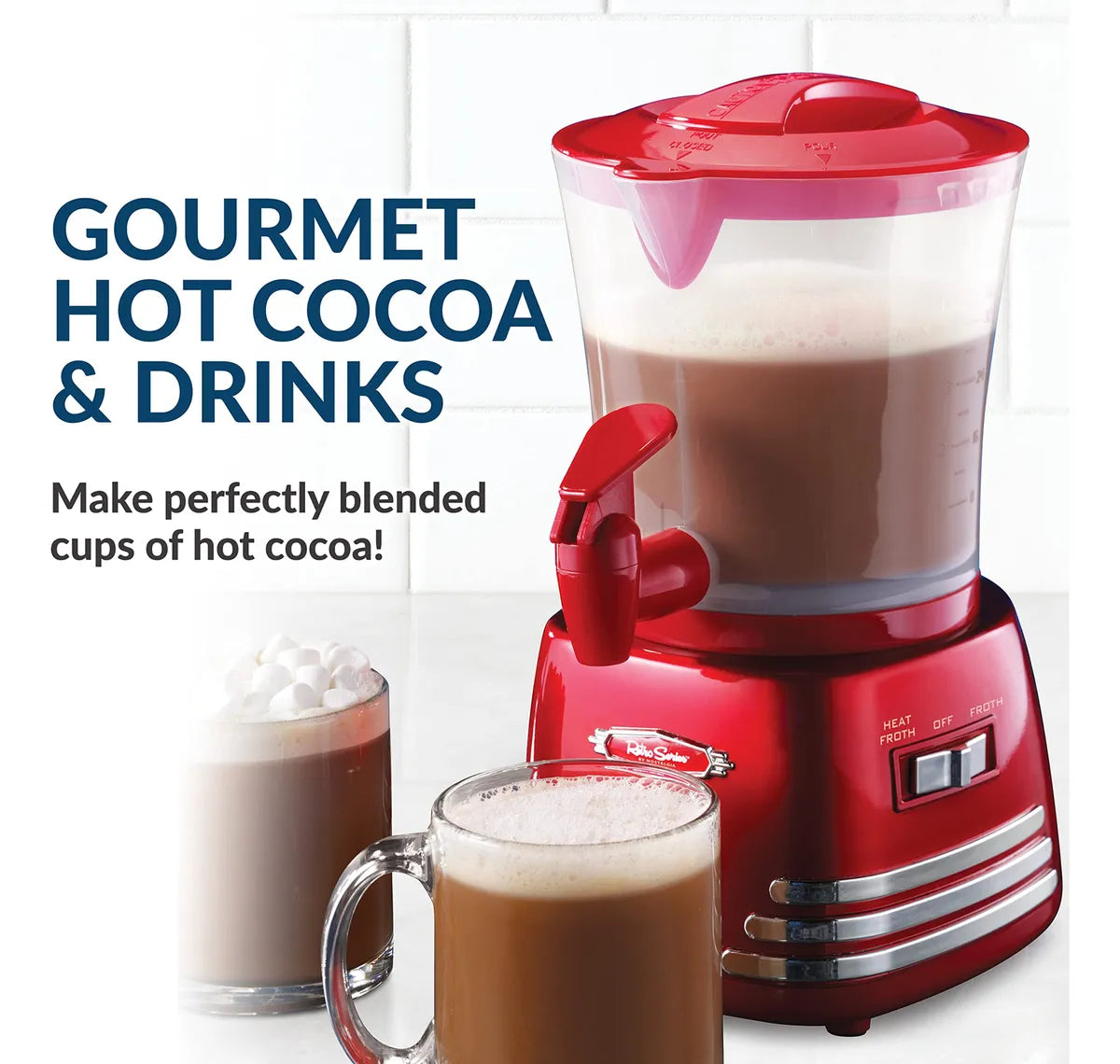 Máquina y dispensador de chocolate caliente Nostalgia Retro, 950 ml, color rojo