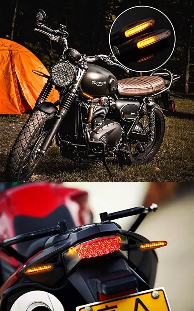 Intermitentes De Moto Secuencial Led Ámbar Pack X4 Unidades