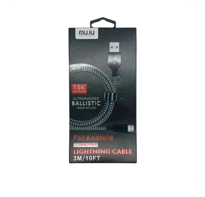 Cable Micro Usb 3 Metros Reforzando Marca Muju
