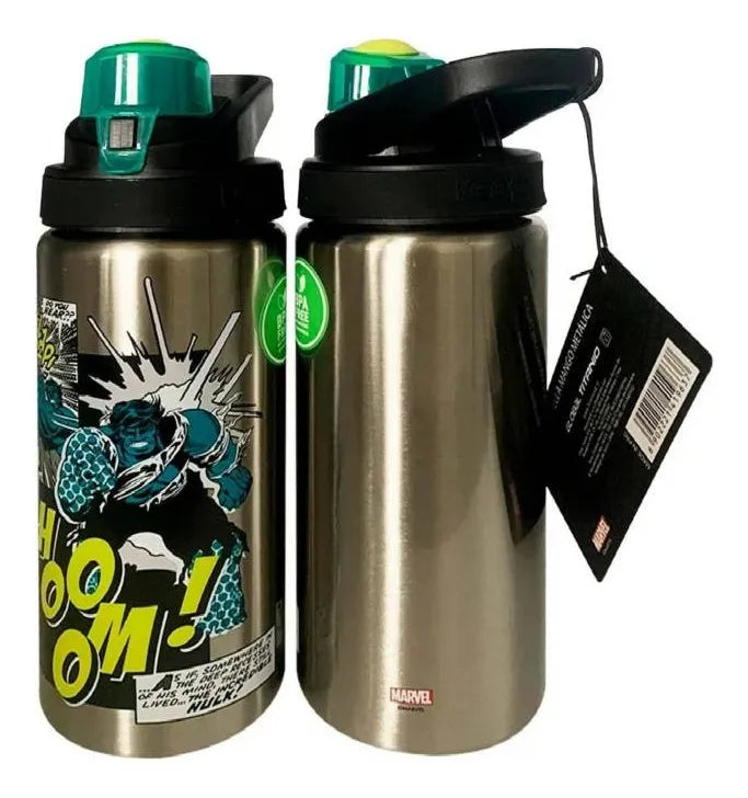 Hulk Marvel - Botella Metálica Con Mango - 600 Ml