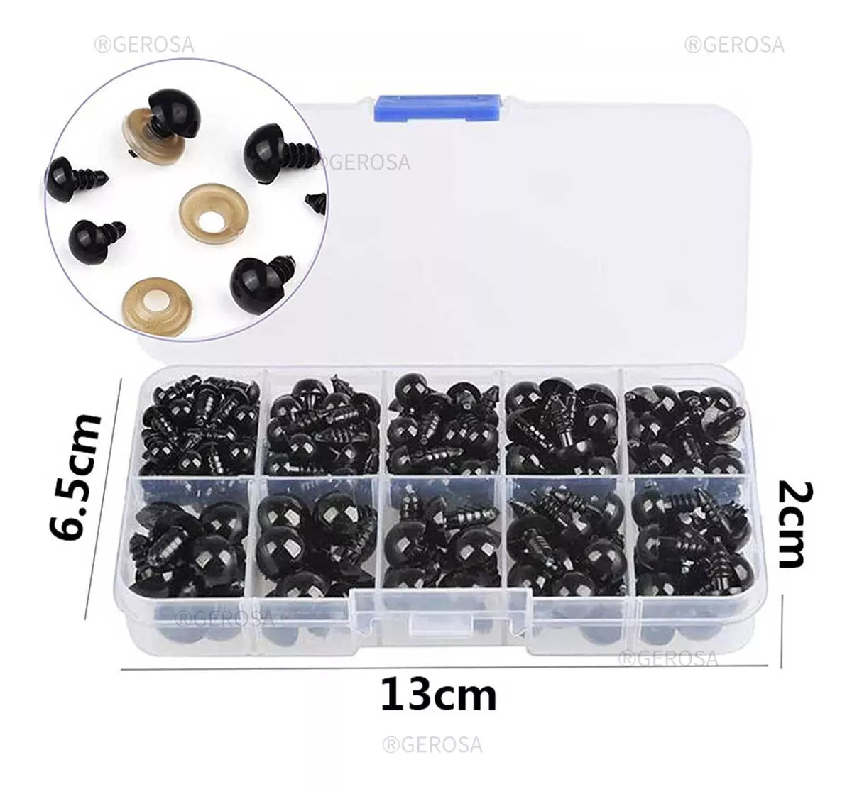 Ojos De Negro Plastico Seguridad Amigurumi 6-12mm 100 Pieumi