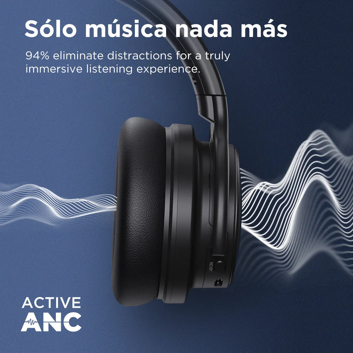 Auriculares Bluetooth Anc Cowin E7b With Ruido Cancelación Micrófono Call 20 Hrs Color Negro