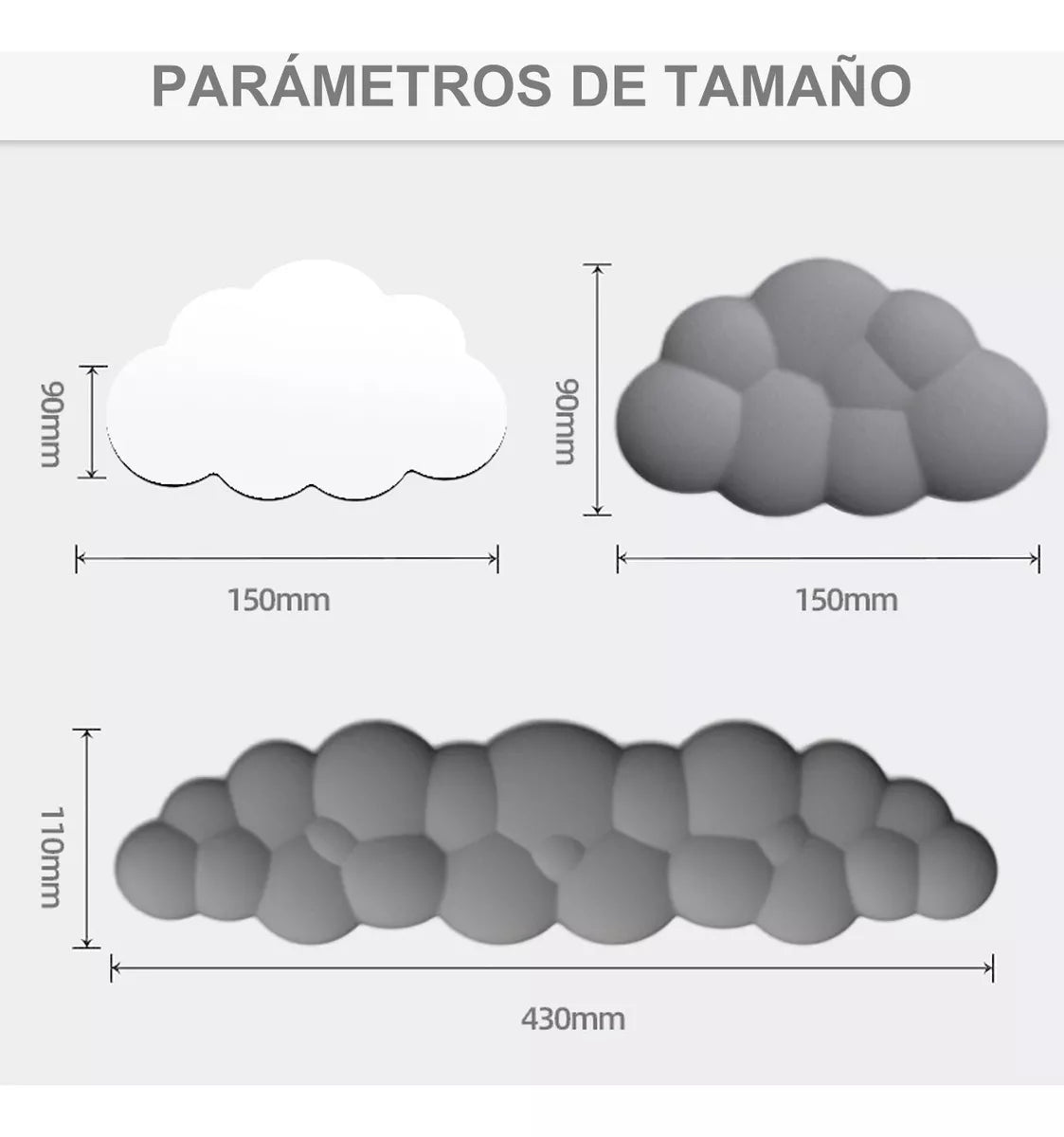 3 Pcs Mouse Pad Gel Ergonomico Wrist Support Nubes