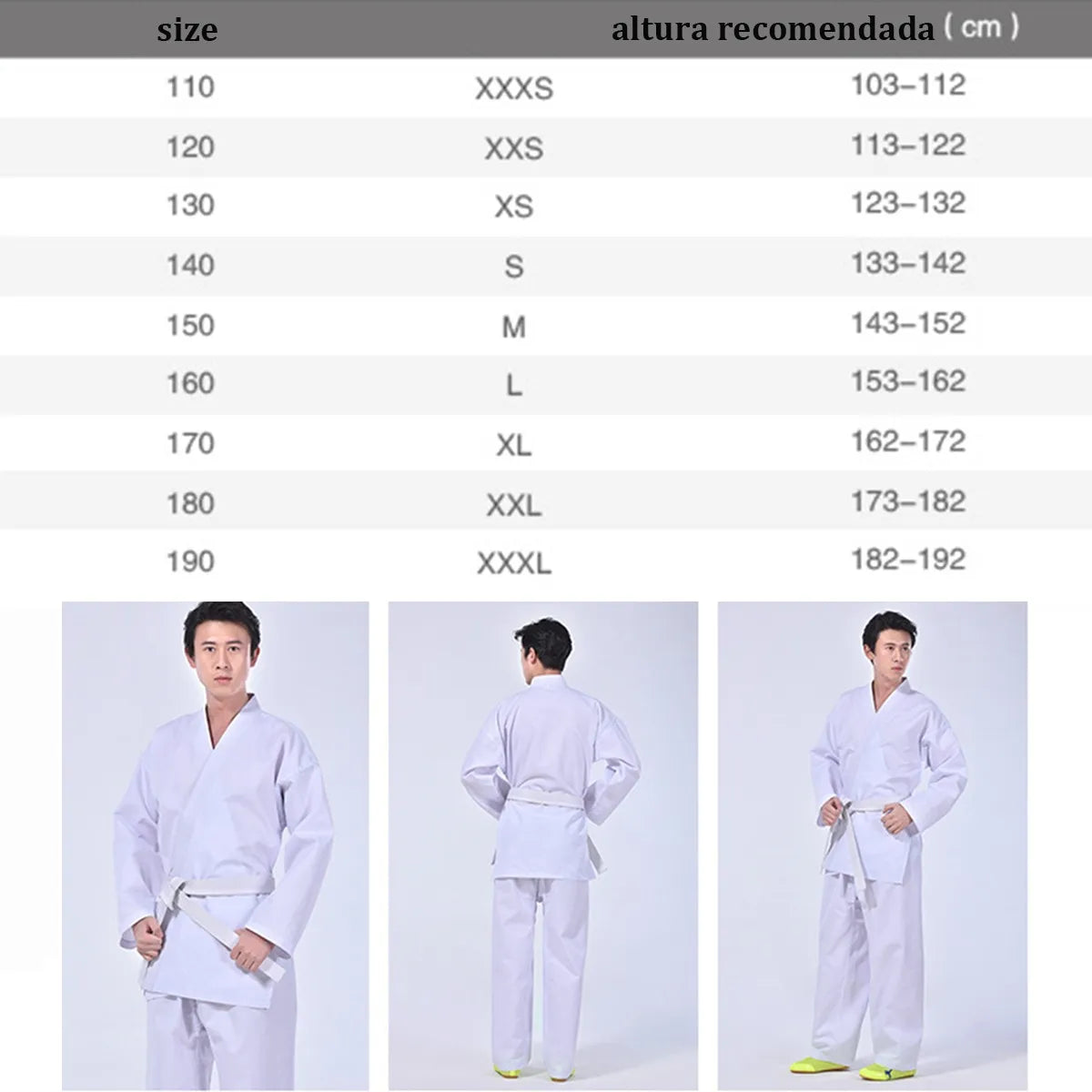 Traje Dobok De Kimonos Taekwondo Resistente Blanco Cómodo