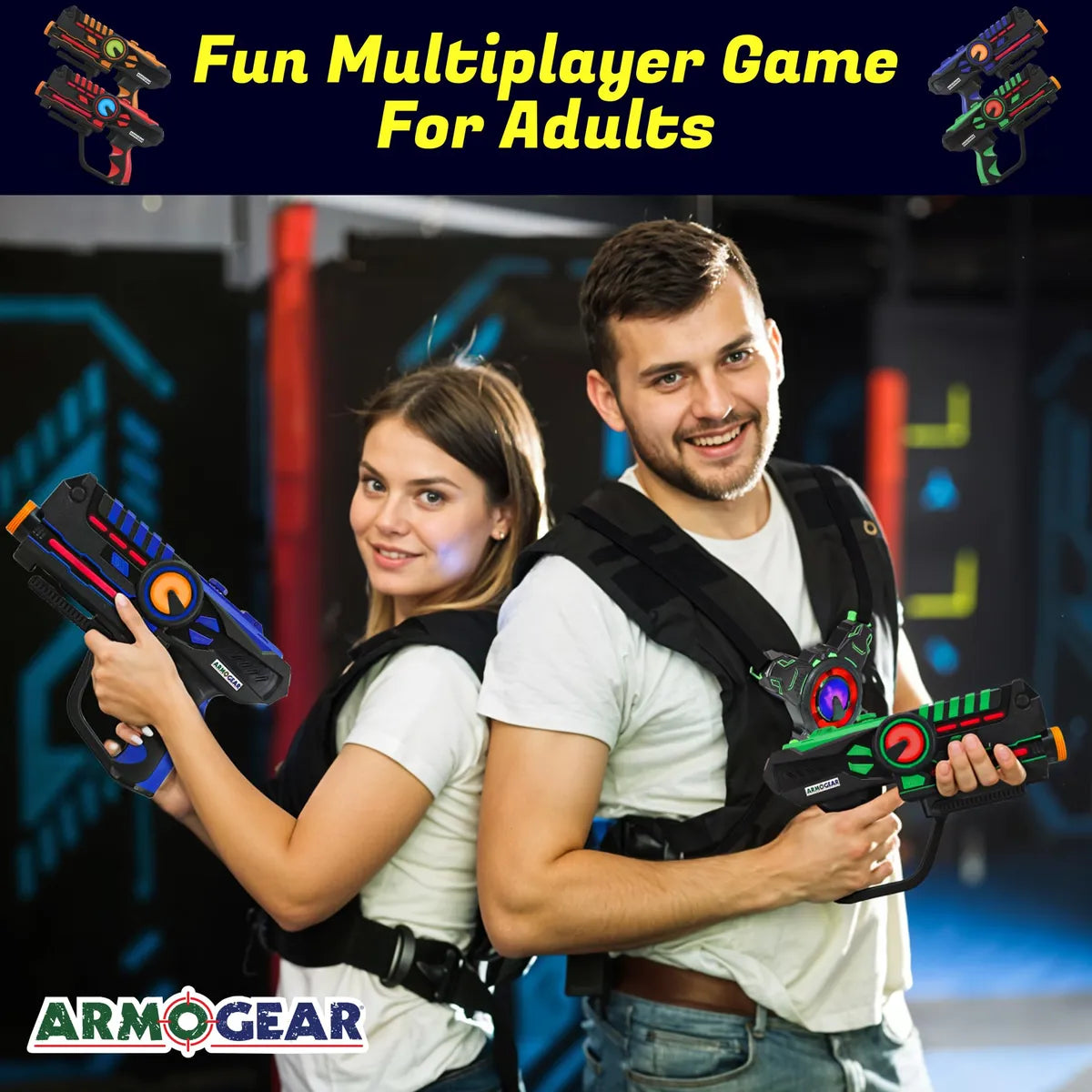 Juego De 4 Pistolas Laser Tag Guns Armogear Con Chalecos