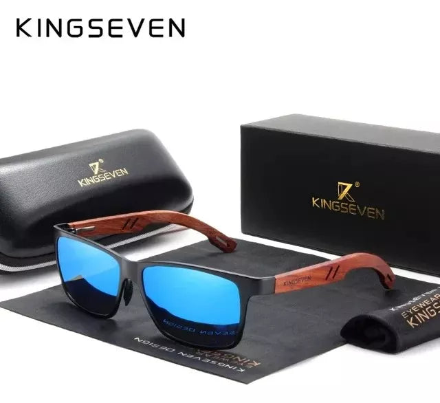 Anteojos de sol polarizados Kingseven B5507 armazón negro y lente azul