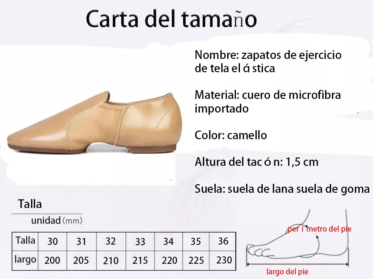 Zapato Cuero Con Strech Sin Cordones Para Jazz,ballet,yoga