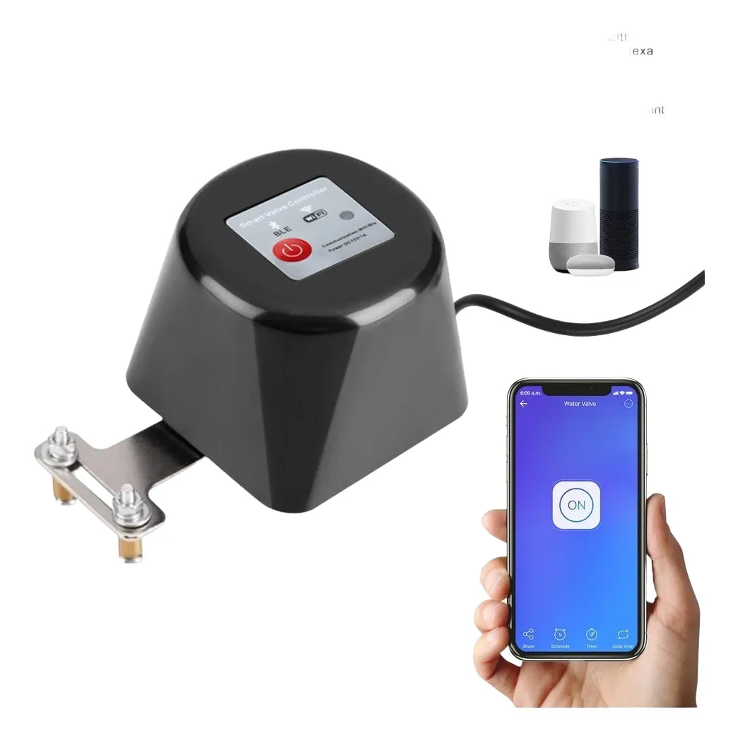 Controlador Apertura Valvula Agua Gas Wifi Tuya Smart Negro