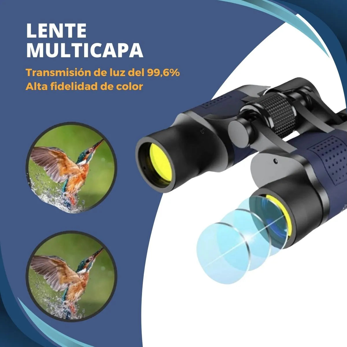 Binoculares Profesionales 60x60 Caza Binocular 1000m Pro Color Azul