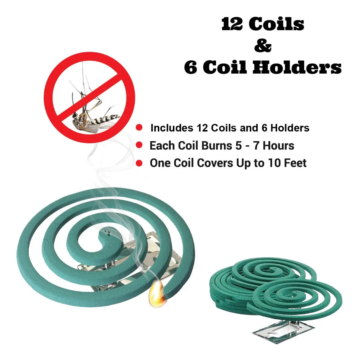 Espirales Repelentes para Mosquitos W4W Outdoor | Pack de 12 Espirales + 6 Soportes