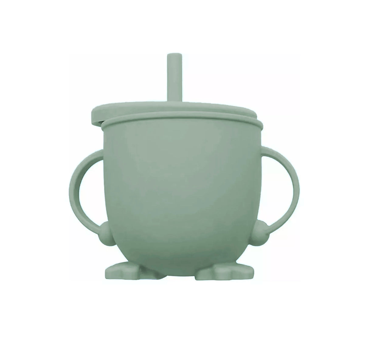 Vaso De Silicona Con Bombilla Para Bebés Color verde