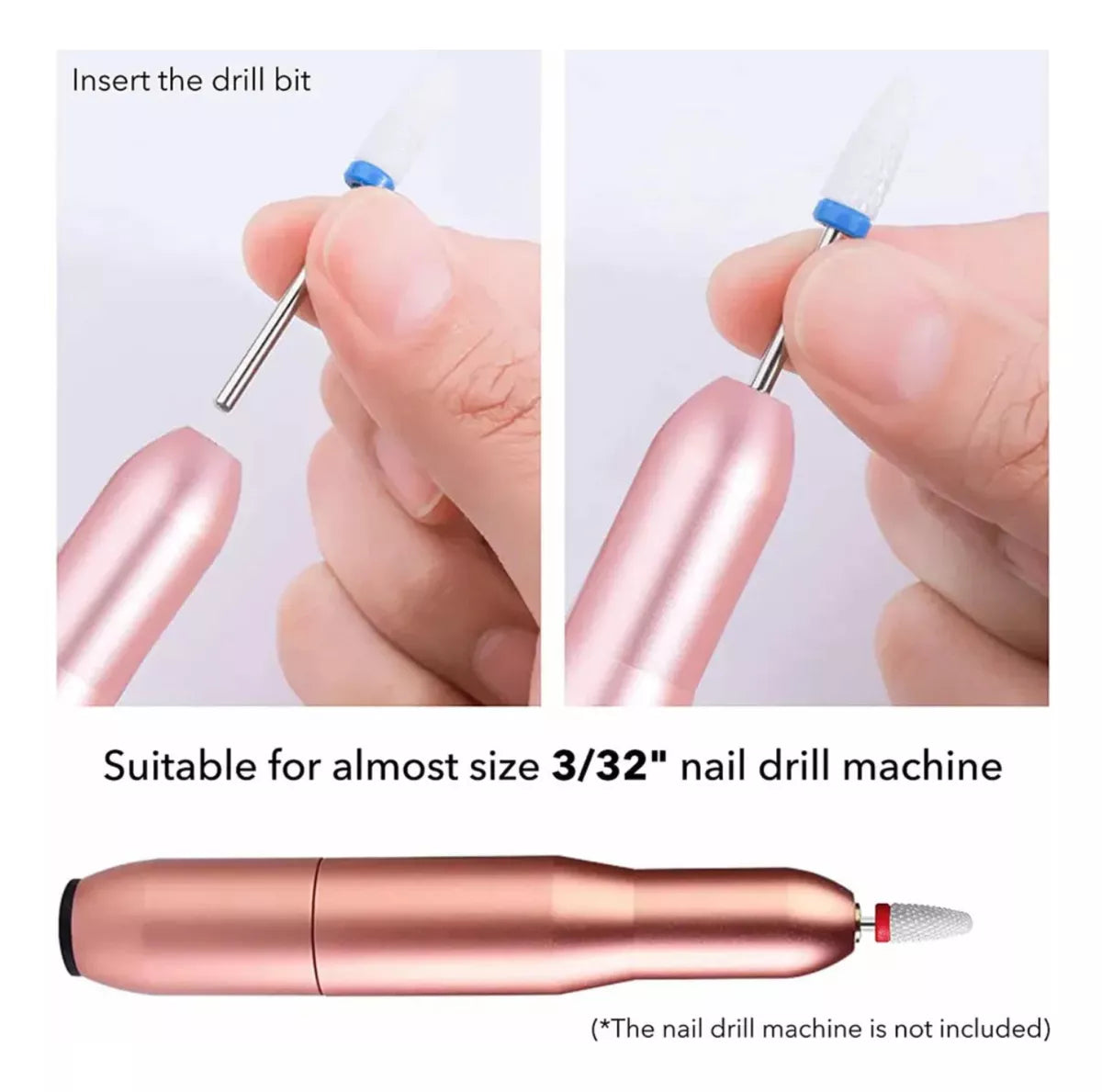 Pack Kit 7 Fresas Cerámica Torno Uñas Manicure Cvl + Caja De 100 Uñas Postizas - Ballerina