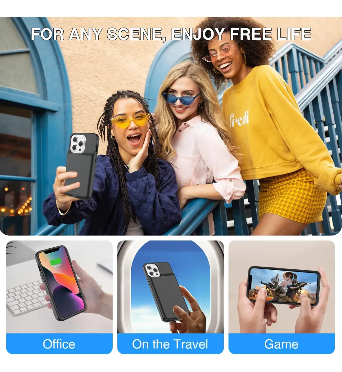 Funda con Batería BOPPS 8500 mAh para iPhone 13 Pro Max, iPhone 14 Pro Max y iPhone 14 Plus